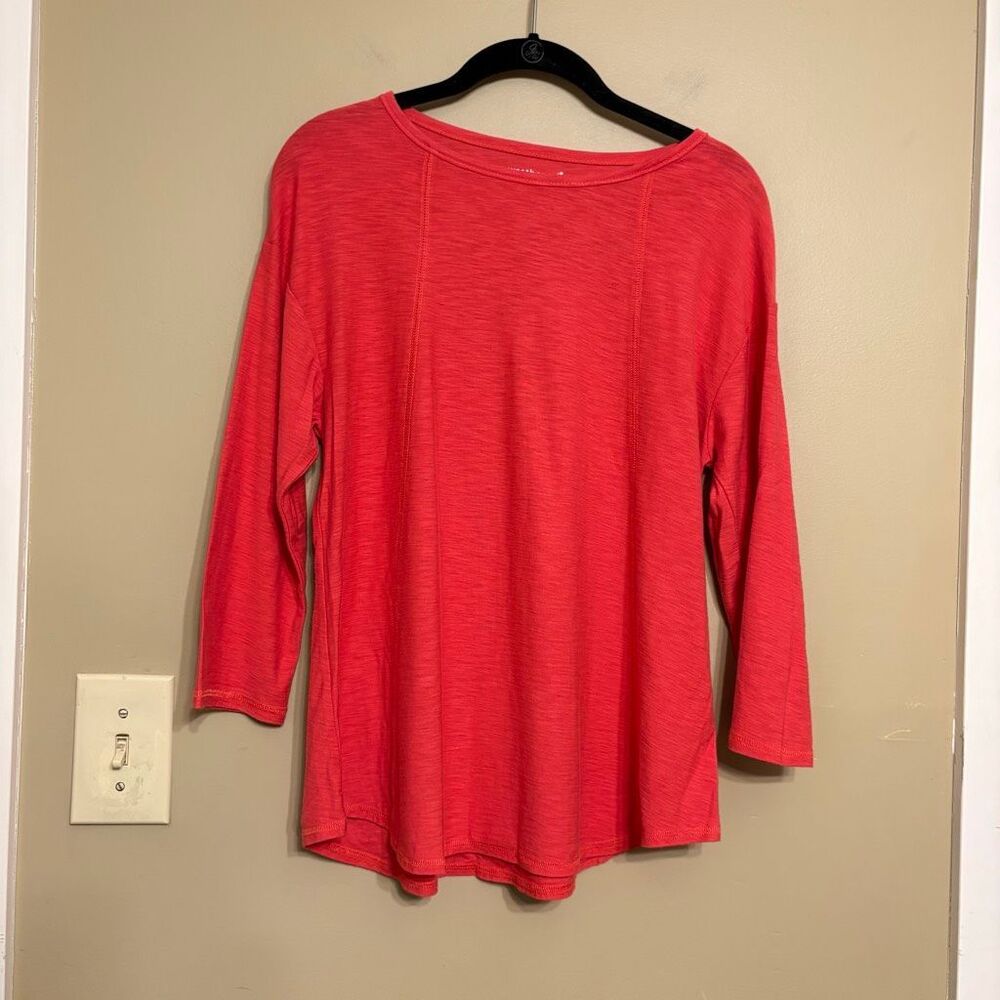 Westbound 3/4 Sleeve Boat Neckline Cotton Modal Coral Pink Shirt Petite Medium